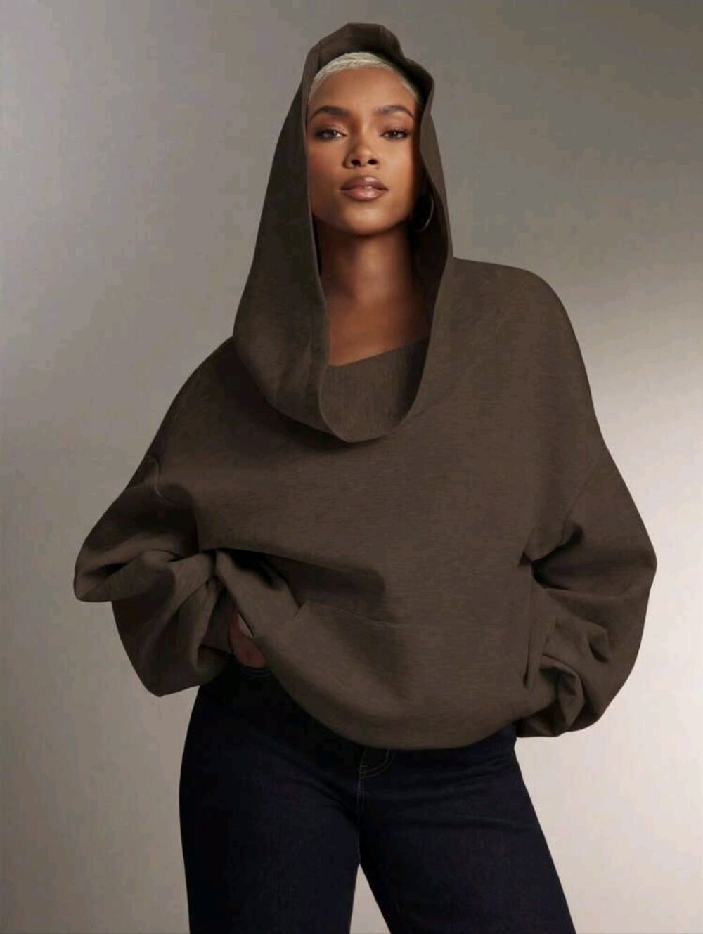Oversized Hooded Top ▪︎ Chocolate ▪︎ LG - Picture 5 of 11